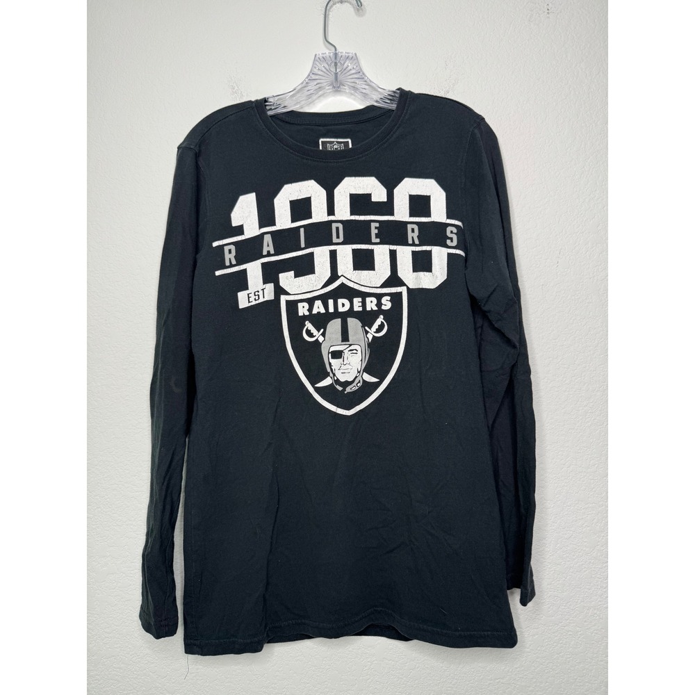 NFL Team Apparel Las Vegas Raiders Long Sleeve T-Shirt Black Mens Small 1960 EST